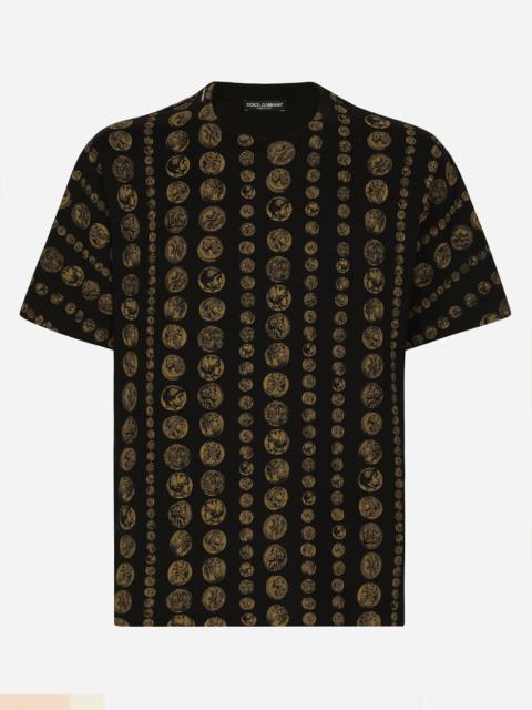 All-over coin print cotton T-shirt