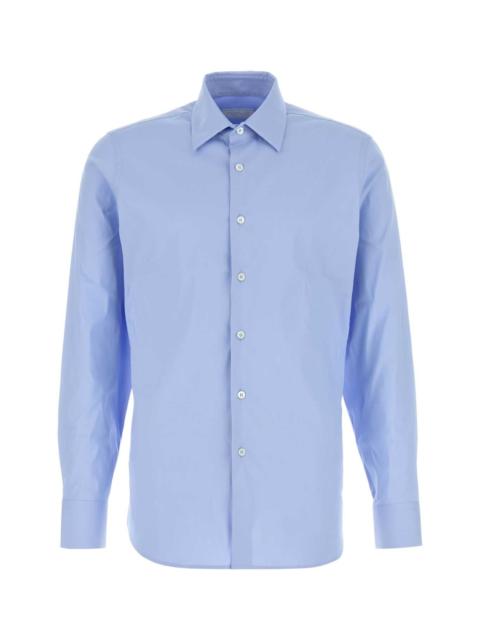 Prada Light Blue Stretch Poplin Shirt Cielo Camicie