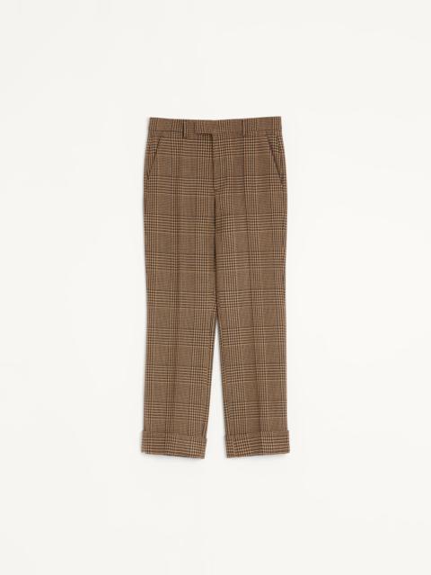 Valentino VALENTINO WOOL TROUSERS WITH GLEN PLAID PATTERN AND TURN-UPS