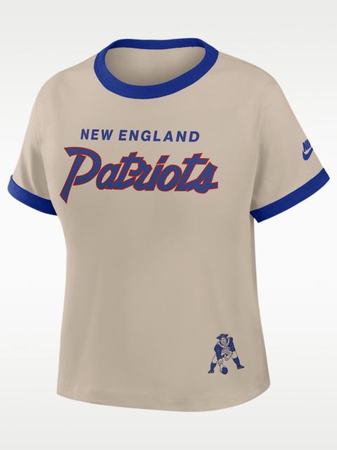 Nike New England Patriots Rewind Ringer Mod Women's Nike NFL Cropped T-Shirt