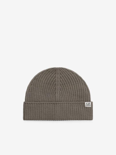 C.P. Company logo-patch ribbed beanie hat
