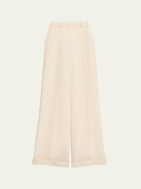 ADAM LIPPES High-Rise Cuffed Wide-Leg Trousers