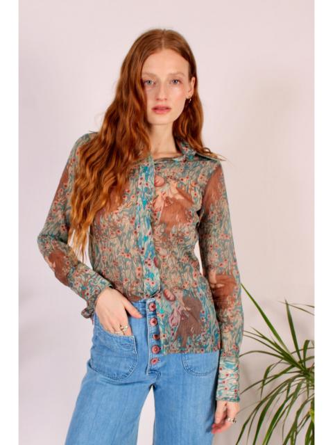 FREE PEOPLE 1970's Regina Porterhouse Button Up Blouse Selected By Wolf And Moon Vintage