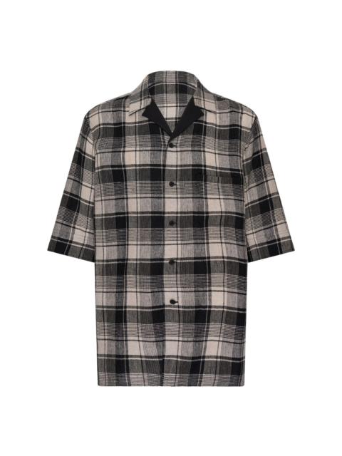 Yohji Yamamoto Plaid Paneled Short Sleeve Shirt