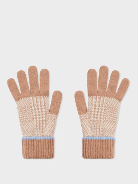 Paul Smith Women's Camel Prince of Wales Check Gloves