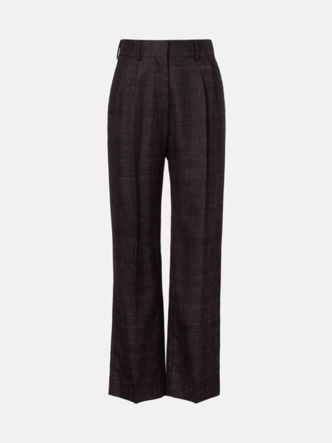 BLAZÉ MILANO Fox checked wool and silk wide-leg pants