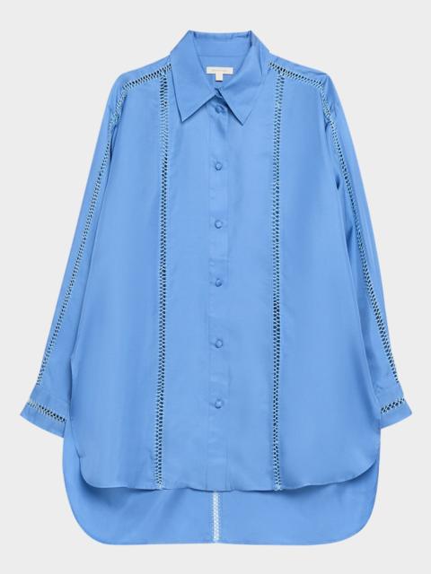 diotima Bridgetown Lattice-Embellished Silk Button-Down Shirt