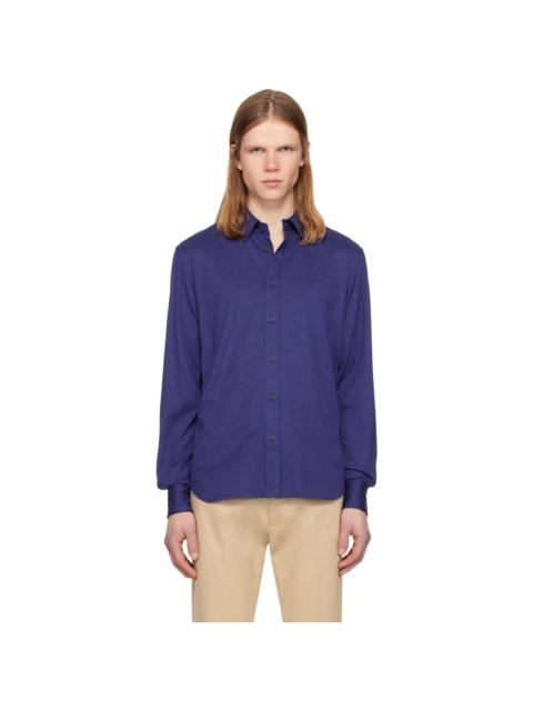 TOM FORD Purple Silk Cotton Blend Shirt