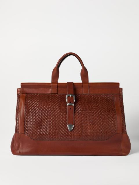 Brunello Cucinelli Braided leather and cowhide doctor bag