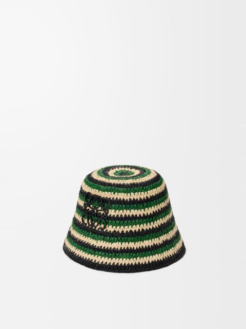 Anagram bucket hat in raffia and calfskin