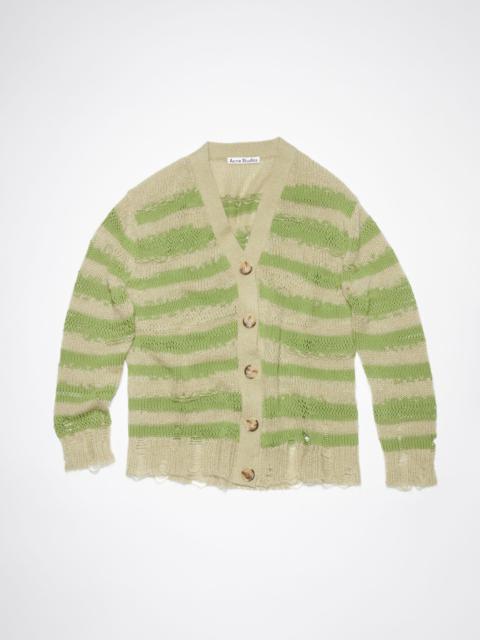 Acne Studios Distressed stripe cardigan - Sage green/apple green