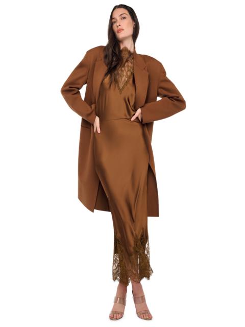 NORMA KAMALI REVERSE OBIE MIDCALF DRESS W/ LACE