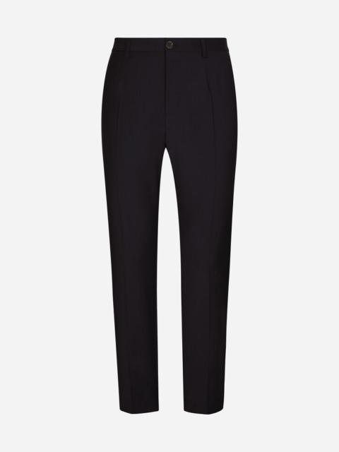 Stretch wool pants with DG embroidery