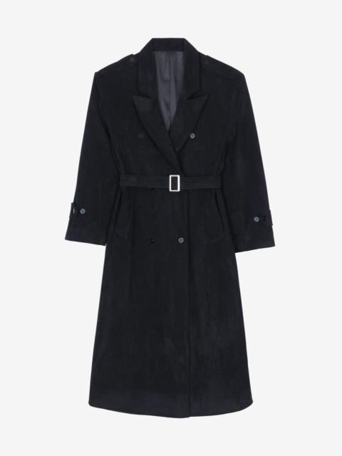 The Frankie Shop Peoria Faux Suede Trench Coat - Black