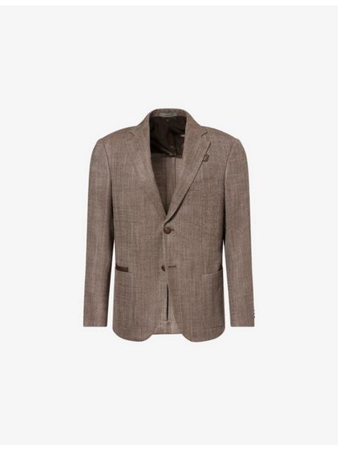 CORNELIANI Herringbone Single-Breasted Wool and Silk-Blend Jacket