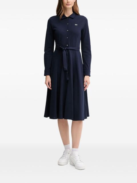 LACOSTE button belted midi dress