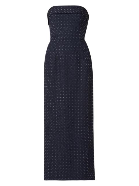 Shoshanna Women's Liza Crystal-Studded Twill Strapless Dress - Navy Silver