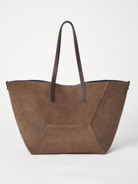 Suede shopper bag with monili