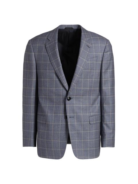 GIORGIO ARMANI Men's Windowpane Plaid Wool Sport Coat - Blue Tan