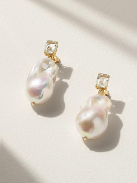 MATEO 14-karat Gold, Pearl And Amethyst Earrings