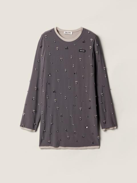 Miu Miu Embroidered stretch georgette dress