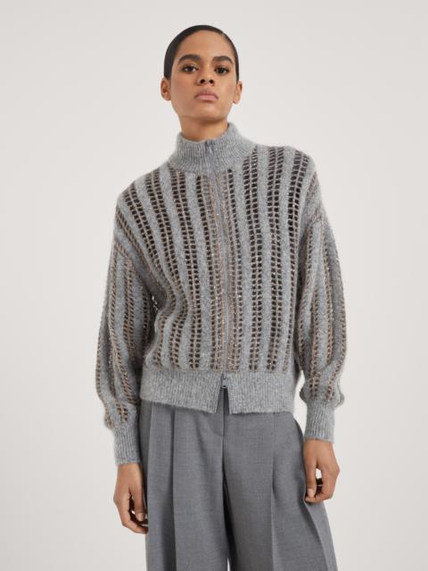 Brunello Cucinelli Wool and mohair dazzling net cardigan