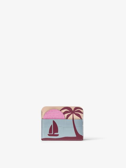 FENDI Fendi Postcard Card Case Multicolor leather and crocodile leather flat card holder