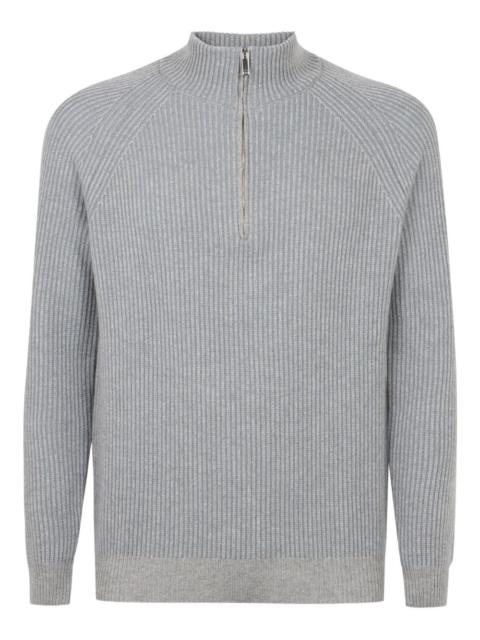 SLOWEAR ribbed half-zip sweater