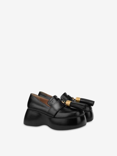 Moschino METAL TASSEL CALFSKIN LOAFERS