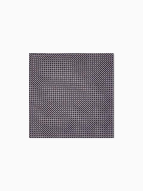 GIORGIO ARMANI SILK POCKET SQUARE WITH HERRINGBONE PATTERN