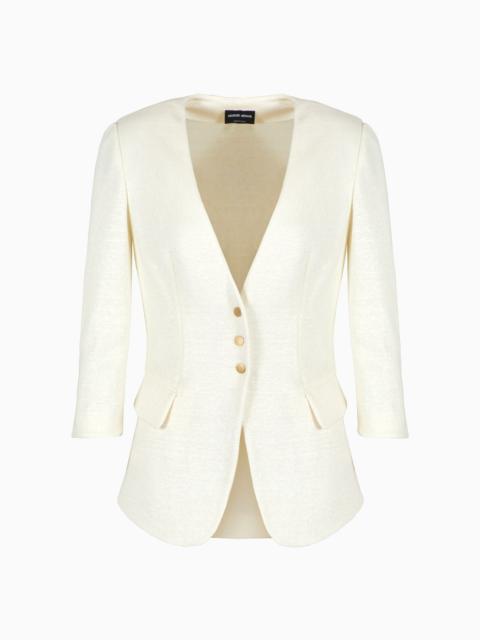 GIORGIO ARMANI Single-breasted jacket in linen and viscose double jersey