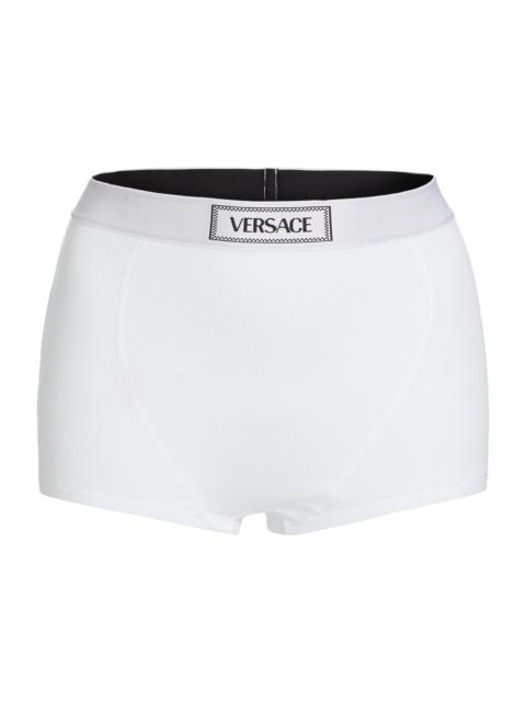 VERSACE Women's Culotte High-Waisted Rib-Knit Boyshort - White