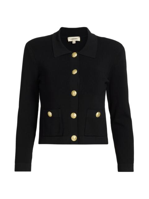 L'AGENCE Women's Osiris Rib-Knit Cardigan - Black Gold
