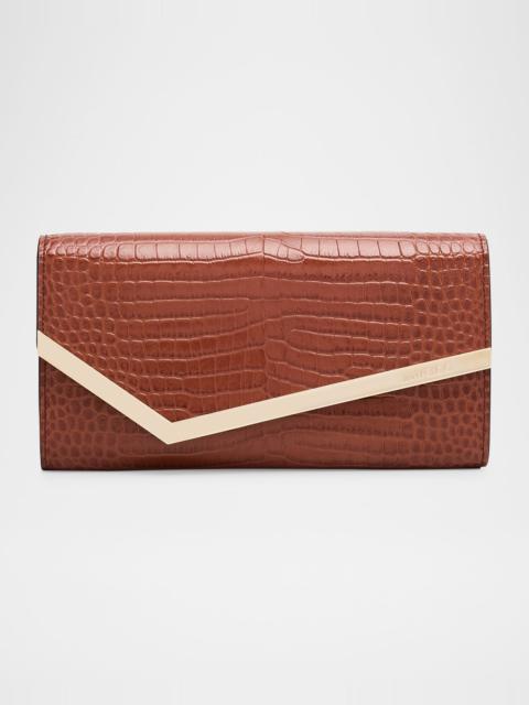 JIMMY CHOO Emmie Embossed Leather Clutch Bag