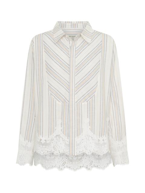 ONE TEASPOON Moonlight Prairie Tuxedo Shirt - White Stripe