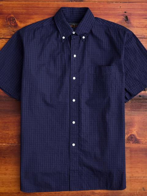 BEAMS PLUS Classic Fit Short Sleeve Button-Down Shirt in Indigo Fade