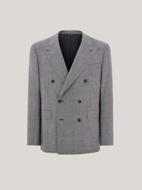 Canali BLACK AND WHITE WOOL FLANNEL DOUBLE-BREASTED MODERN-FIT WALES JACKET