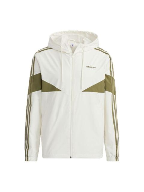 adidas neo M Icons 3s Wbkr Casual Sports Contrasting Colors Hooded Jacket White H14231