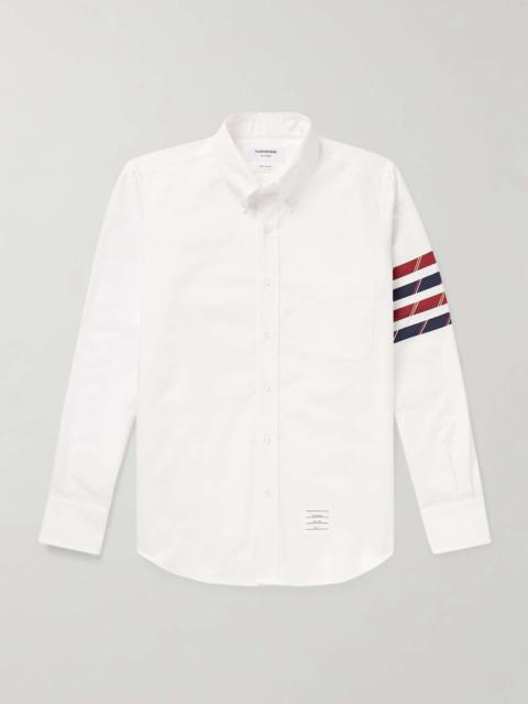 Thom Browne Button-Down Collar Grosgrain-Trimmed Cotton Oxford Shirt