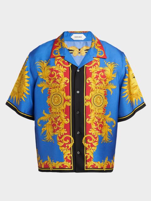 VERSACE JEANS COUTURE Men & apos;s Barocco Silk Camp Shirt