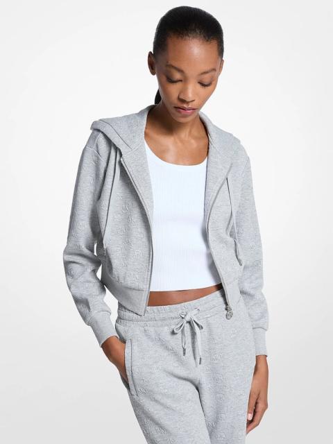 MICHAEL KORS Logo Jacquard Cropped Zip-Up Hoodie