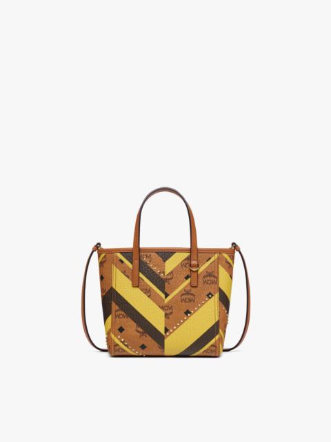 MCM Studded Toni Top-Zip Shopper in Mega Herringbone Visetos