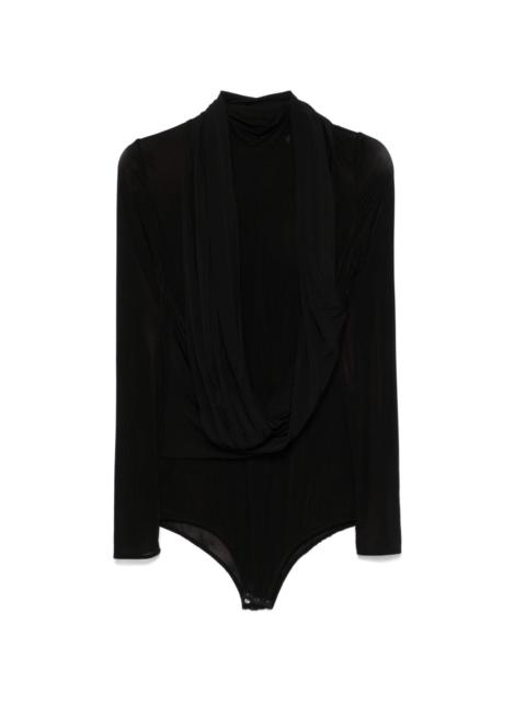 cape-effect sheer bodysuit