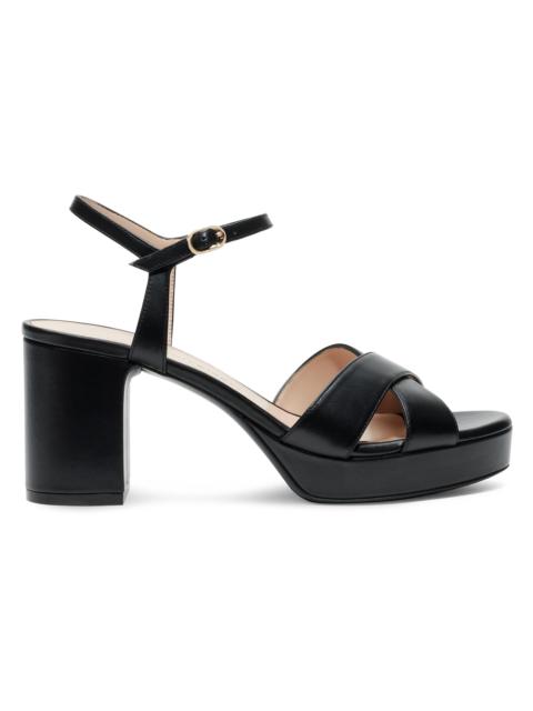 Stuart Weitzman Women's Dayna 80MM Leather Platform Sandals - Black