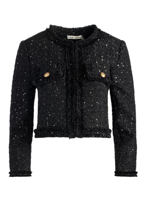 Alice + Olivia DUMONT EMBELLISHED TWEED JACKET