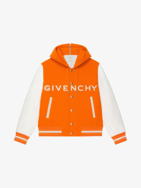 Givenchy GIVENCHY HOODED VARSITY JACKET IN WOOL AND LEATHER