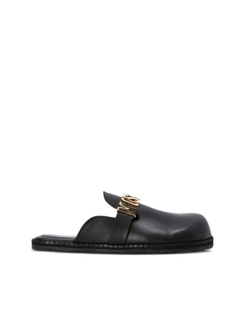 Moschino logo-plaque leather mules