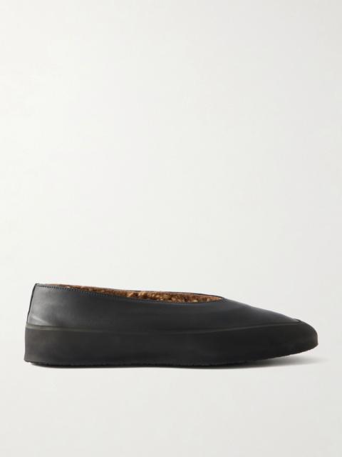 LE MONDE BÉRYL Apres Ski rubber-trimmed leather ballet flats Black