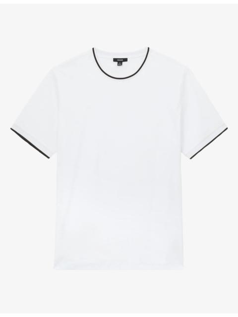 REISS Ainsley Contrast-Tipping Short-Sleeve Cotton T-Shirt