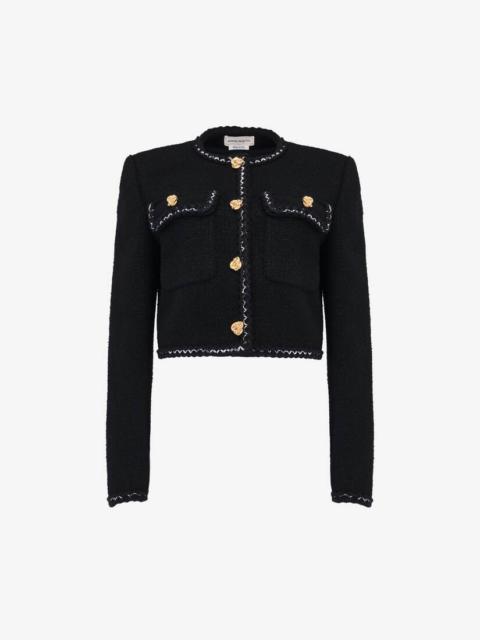Alexander McQueen Women's Tweed Boxy Jacket in Black